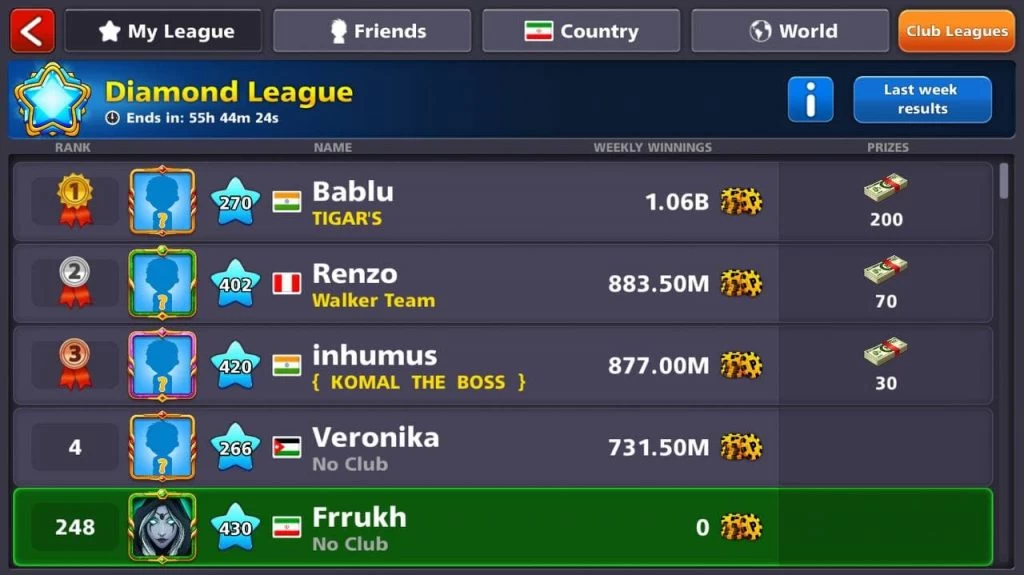 ترفند برد در لیگ 8ball pool
