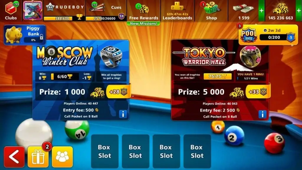 میزهای توکیو و شانگهای 8ball pool